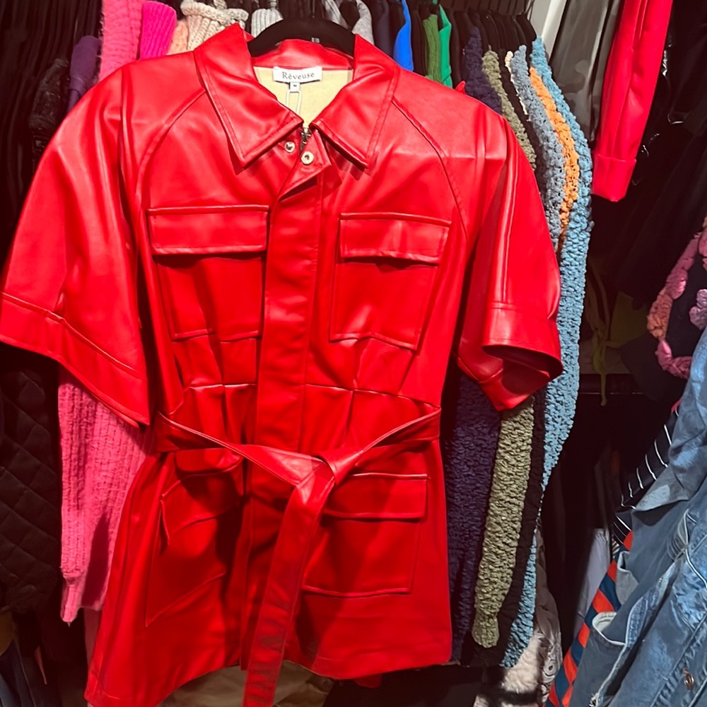 Red Vegan Leather Dress